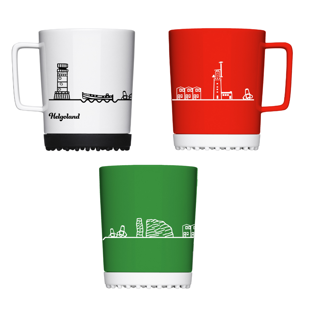 Tassenset Helgoland - weiß, grün & rot