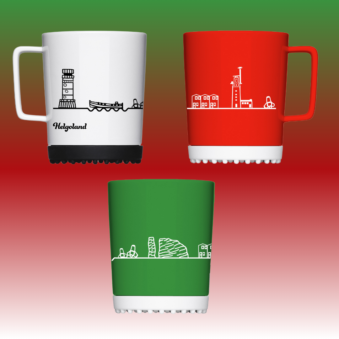 Tassenset Helgoland - weiß, grün & rot